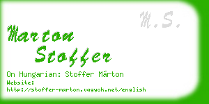 marton stoffer business card